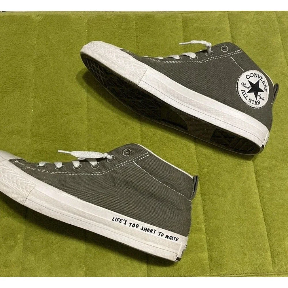 LIFES TOO SHORT Renew Converse All Star Mid Chuck Taylor Mens 6 Womens 8 Juniors